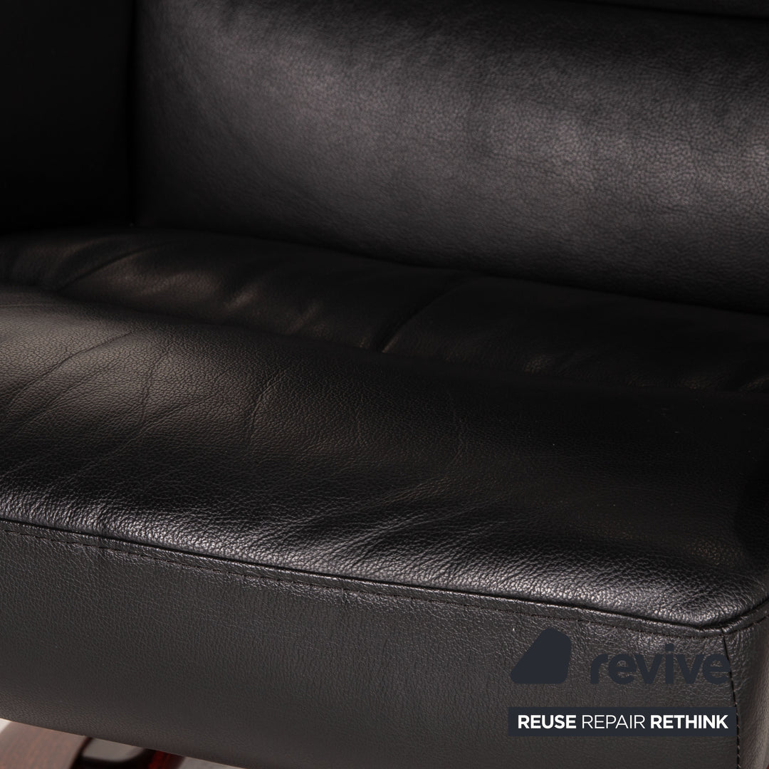 Stressless Memphis Leder Sessel Schwarz inkl. Hocker Funktion Relaxfunktion