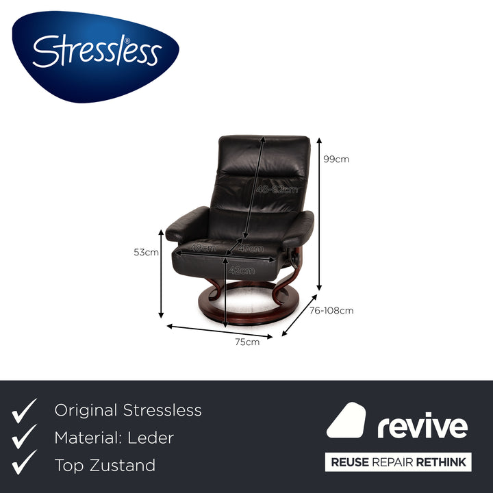 Stressless Memphis Leder Sessel Schwarz inkl. Hocker Funktion Relaxfunktion