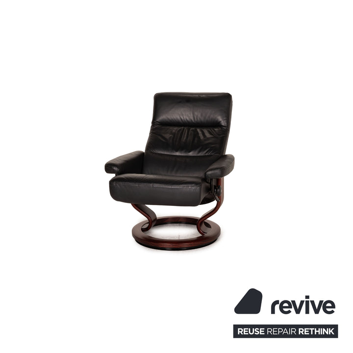 Stressless Memphis Leder Sessel Schwarz inkl. Hocker Funktion Relaxfunktion