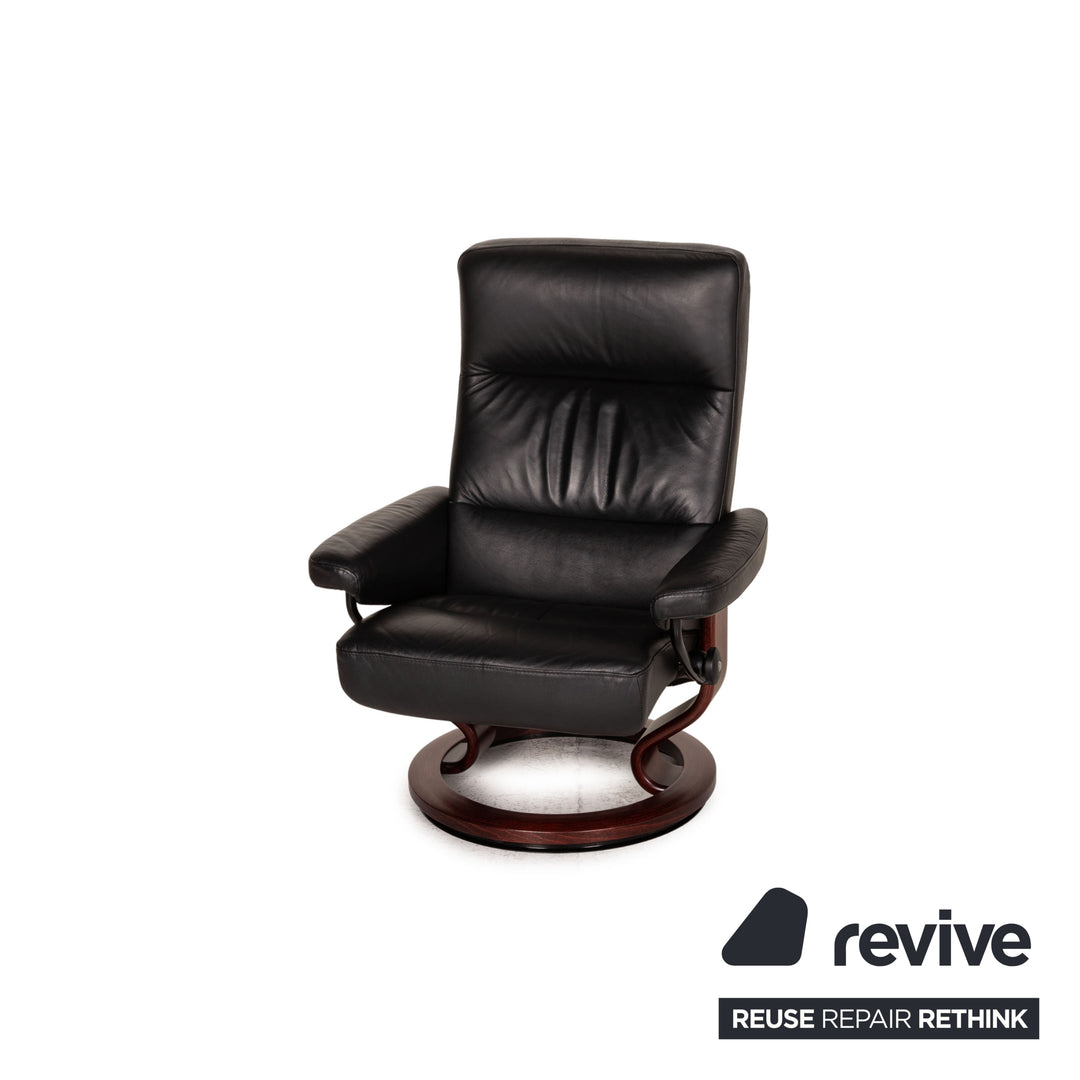 Stressless Memphis Leder Sessel Schwarz inkl. Hocker Funktion Relaxfunktion