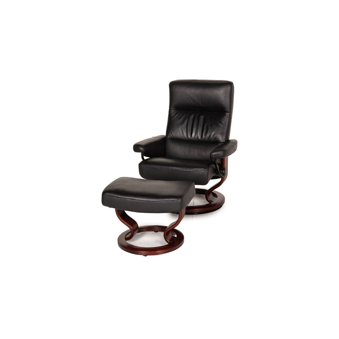 Stressless Memphis Leder Sessel Schwarz inkl. Hocker Funktion Relaxfunktion
