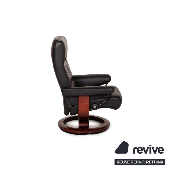 Stressless Memphis Leder Sessel Schwarz inkl. Hocker Funktion Relaxfunktion