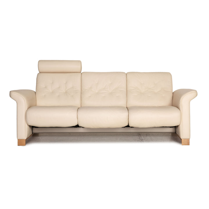 Stressless Metropolitan Leather Sofa Cream Three Seater Couch Function Recliner