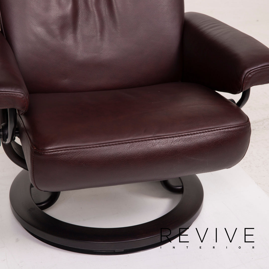 Stressless Orion Leder Sessel Aubergine Größe M inkl. Hocker Relaxfunktion #15188