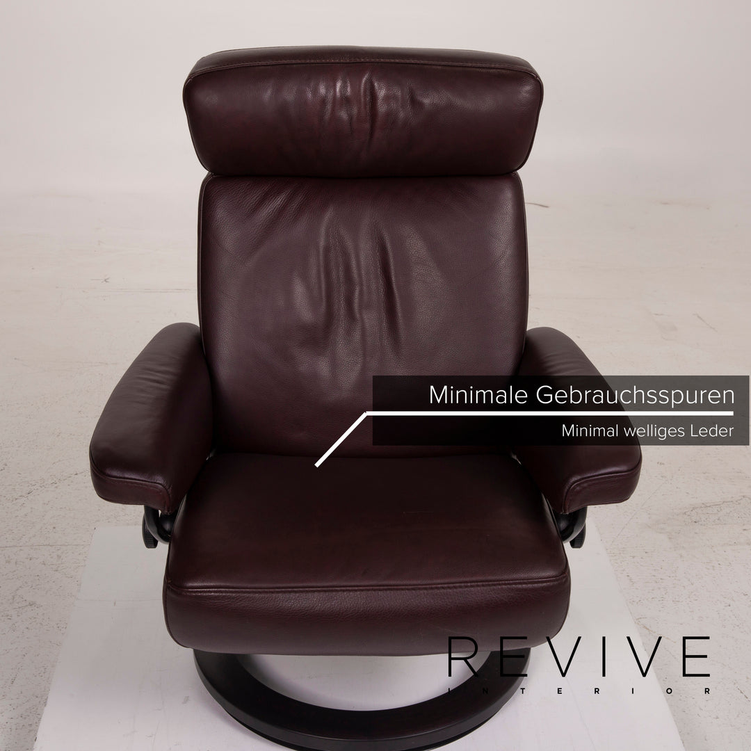 Stressless Orion Leder Sessel Aubergine Größe M inkl. Hocker Relaxfunktion #15188