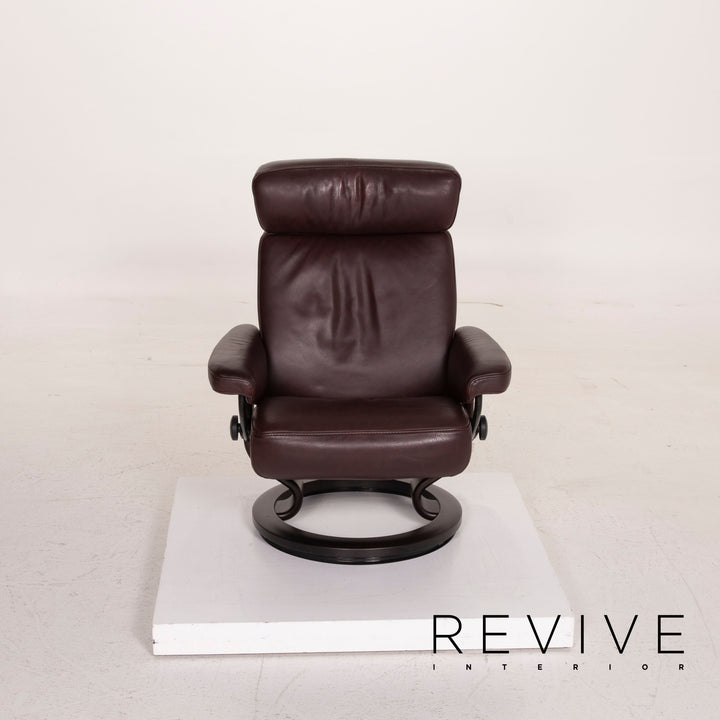 Stressless Orion Leder Sessel Aubergine Größe M inkl. Hocker Relaxfunktion #15188