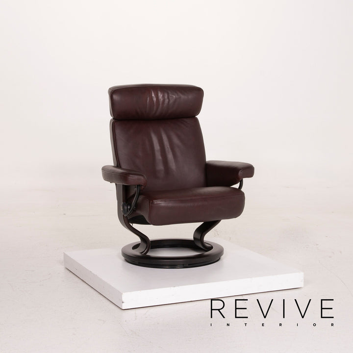 Stressless Orion Leder Sessel Aubergine Größe M inkl. Hocker Relaxfunktion #15188
