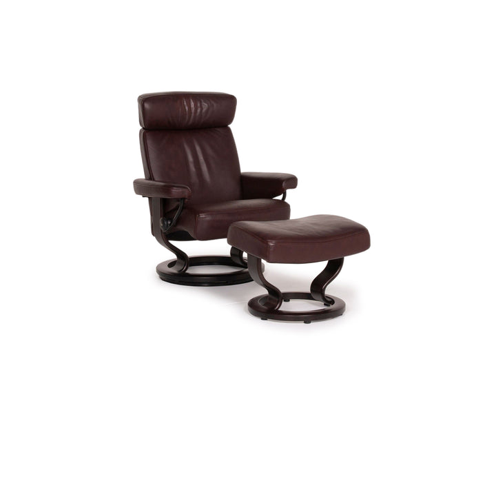 Stressless Orion Leder Sessel Aubergine Größe M inkl. Hocker Relaxfunktion #15188