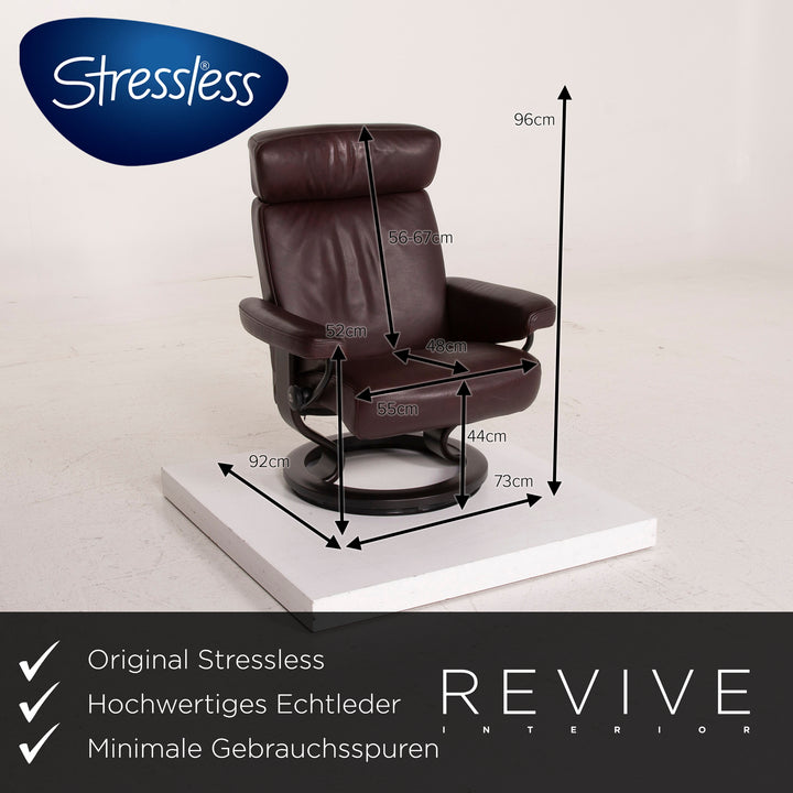 Stressless Orion Leder Sessel Aubergine Größe M inkl. Hocker Relaxfunktion #15188