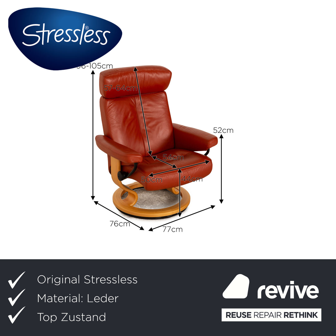 Stressless Orion Leder Sessel Rot Orange inkl. Hocker manuelle Funktion Größe M