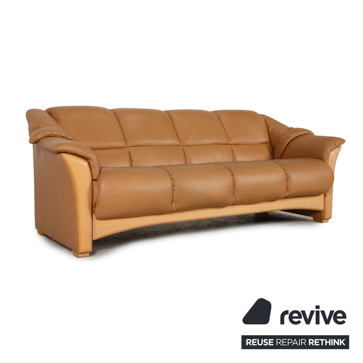 Stressless Oslo leather sofa beige three seater couch