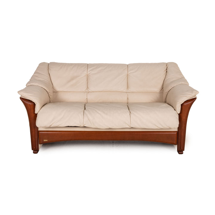 Stressless Oslo Leder Sofa Creme Dreisitzer Couch