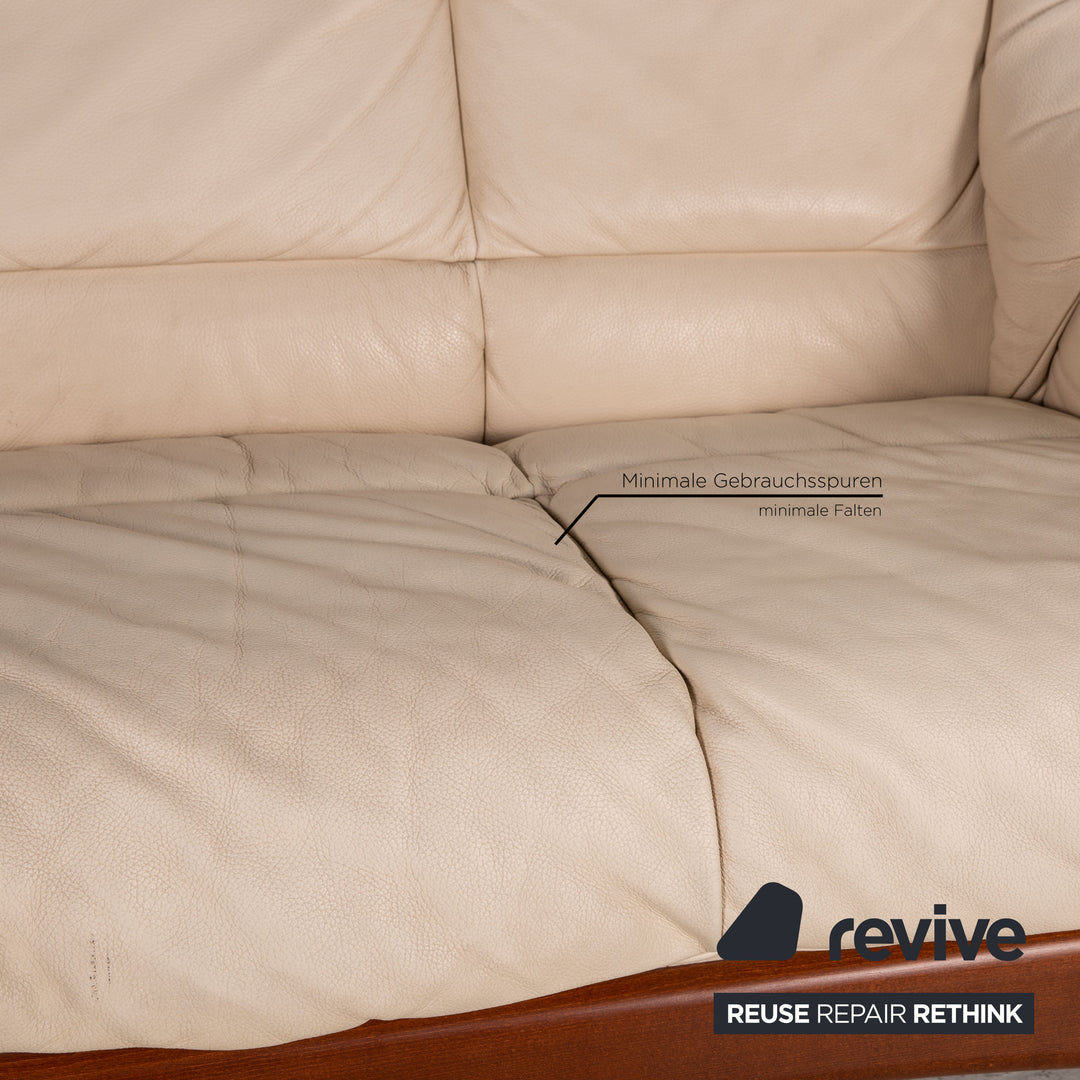 Stressless Oslo Leder Sofa Creme Dreisitzer Couch