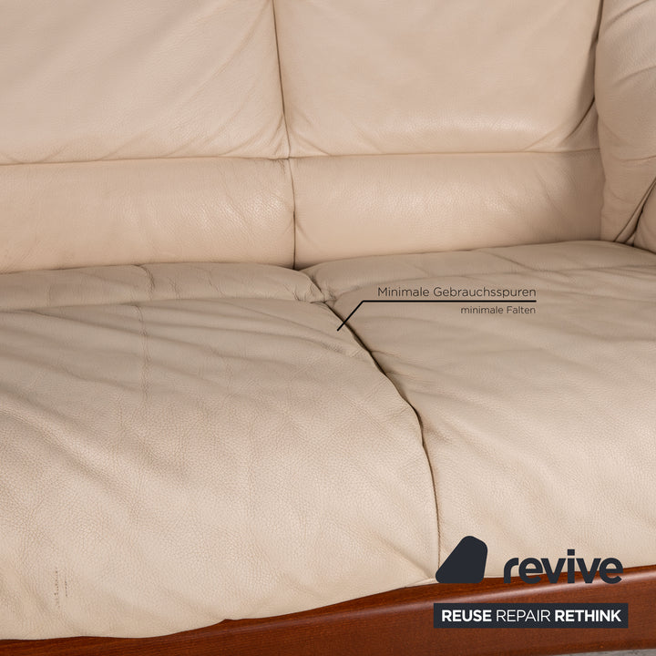 Stressless Oslo Leder Sofa Creme Dreisitzer Couch