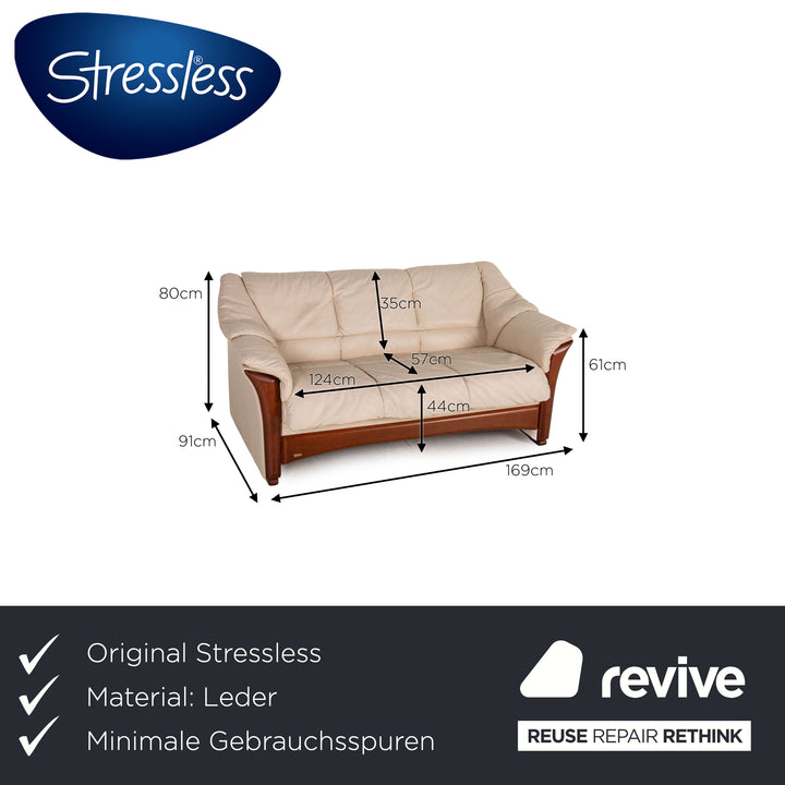 Stressless Oslo Leder Sofa Creme Dreisitzer Couch
