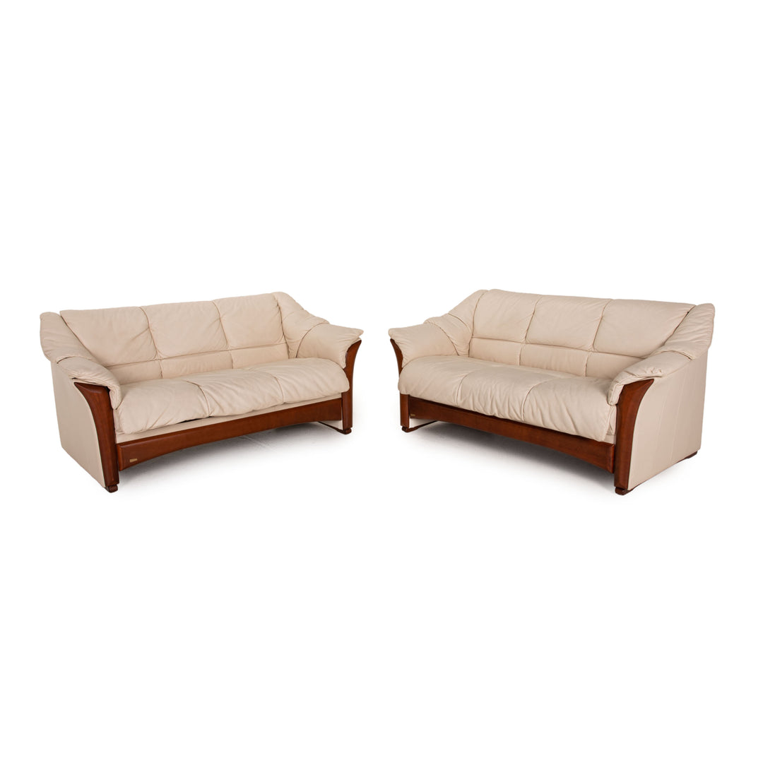 Stressless Oslo leather sofa set cream 2x3 seater couch