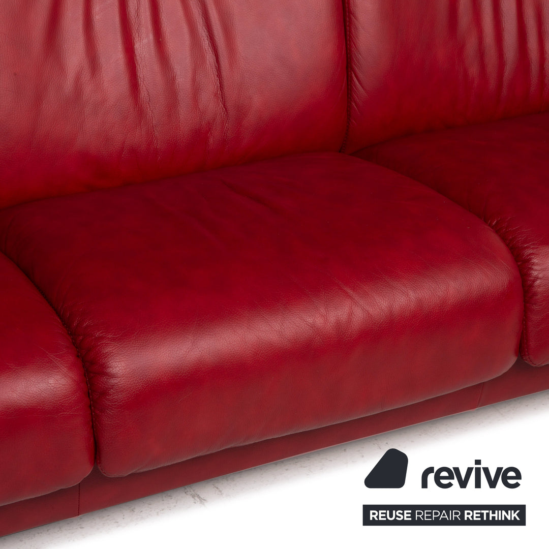 Stressless Paradise Leder Dreisitzer Sofa Couch Relaxfunktion Rot Bordeaux