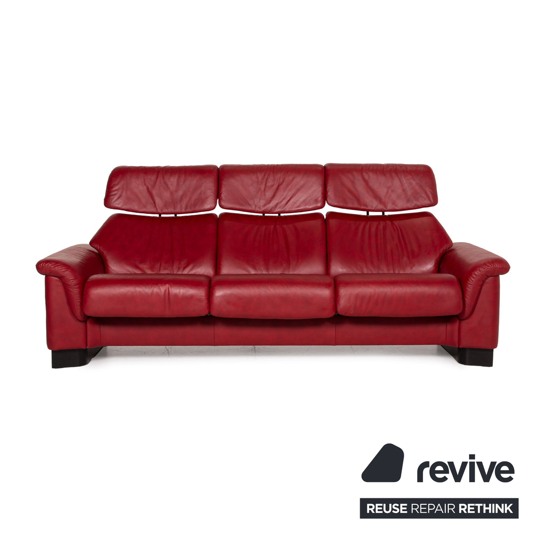 Stressless Paradise Leder Dreisitzer Sofa Couch Relaxfunktion Rot Bordeaux