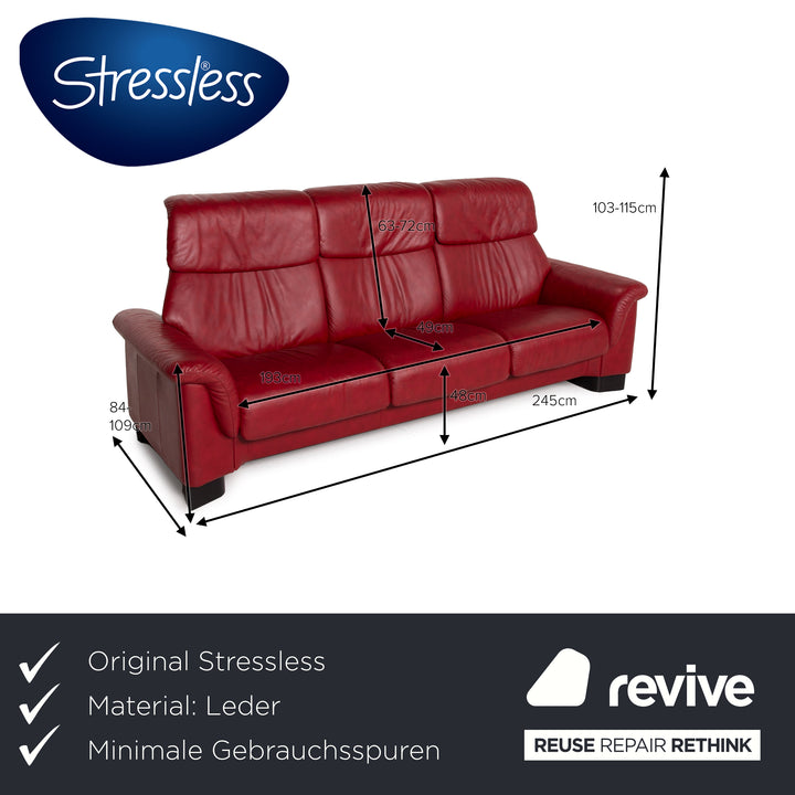Stressless Paradise Leder Dreisitzer Sofa Couch Relaxfunktion Rot Bordeaux