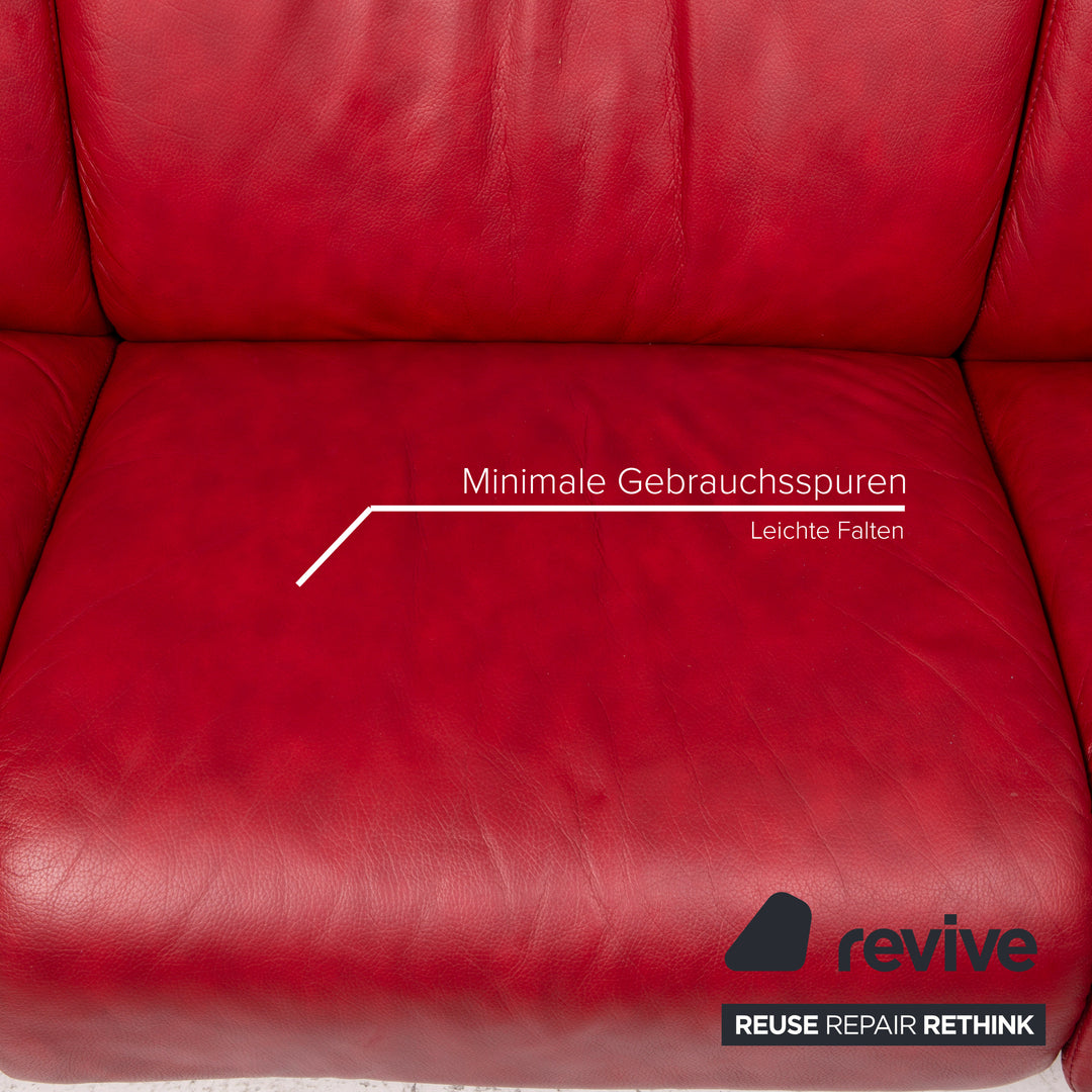 Stressless Paradise Leder Dreisitzer Sofa Couch Relaxfunktion Rot Bordeaux