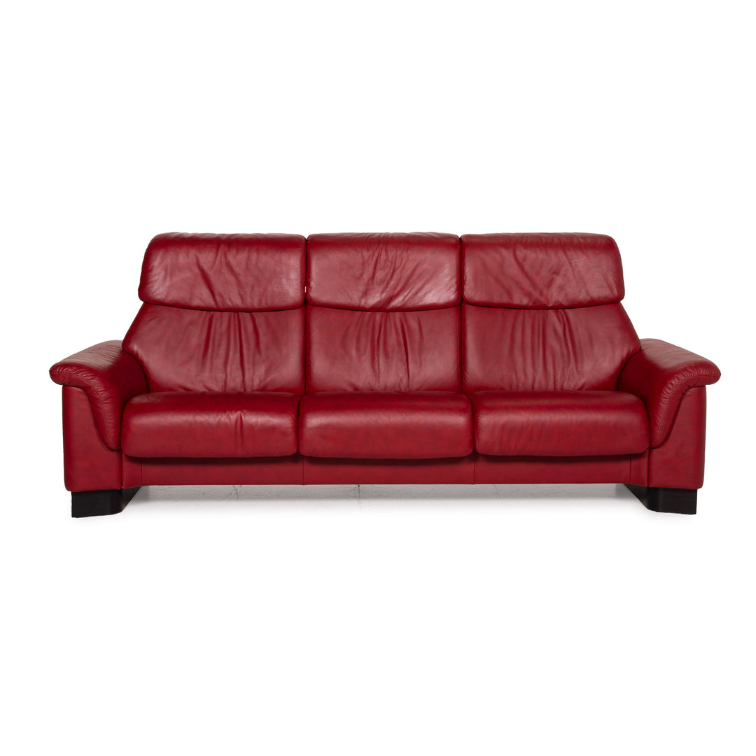 Stressless Paradise Leder Dreisitzer Sofa Couch Relaxfunktion Rot Bordeaux