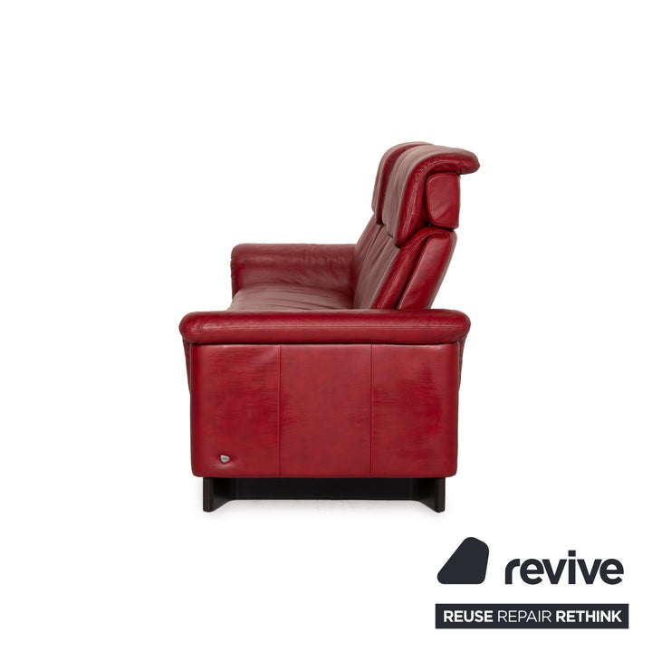 Stressless Paradise Leder Dreisitzer Sofa Couch Relaxfunktion Rot Bordeaux