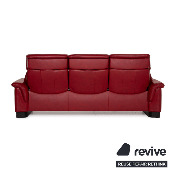 Stressless Paradise Leder Dreisitzer Sofa Couch Relaxfunktion Rot Bordeaux