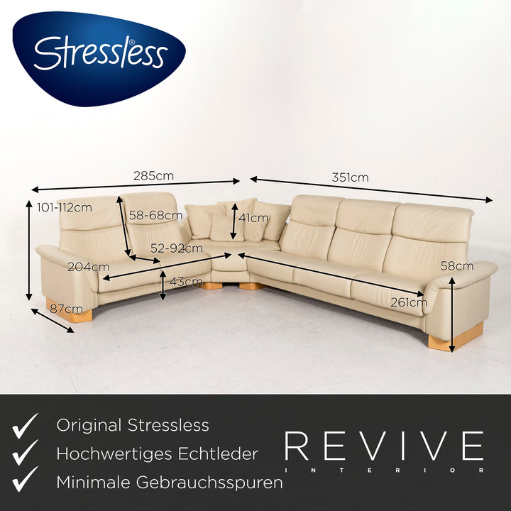 Stressless Paradise Leder Ecksofa Creme Sofa Funktion Relaxfunktion Couch #12133