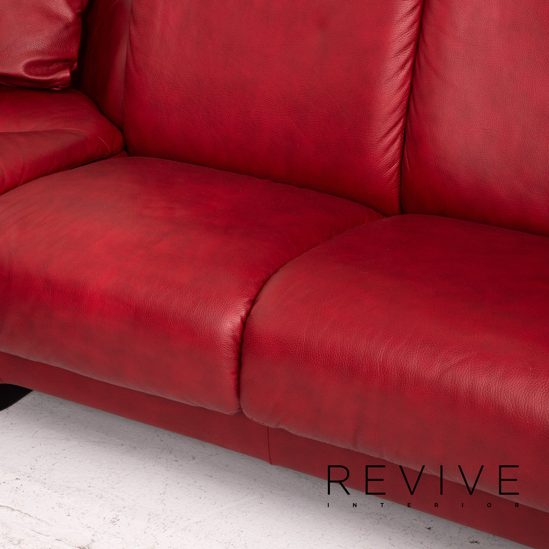 Stressless Paradise Leder Ecksofa Rot Dunkelrot Funktion Sofa Couch #14538