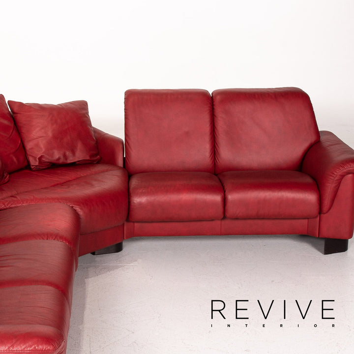 Stressless Paradise Leder Ecksofa Rot Dunkelrot Funktion Sofa Couch #14538