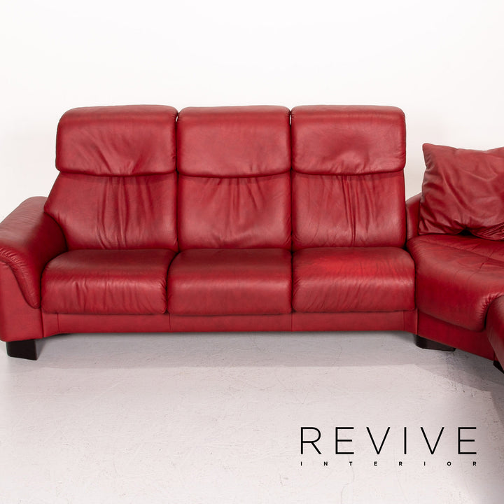Stressless Paradise Leder Ecksofa Rot Dunkelrot Funktion Sofa Couch #14538