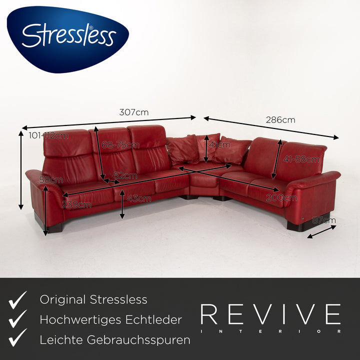 Stressless Paradise Leder Ecksofa Rot Dunkelrot Funktion Sofa Couch #14538