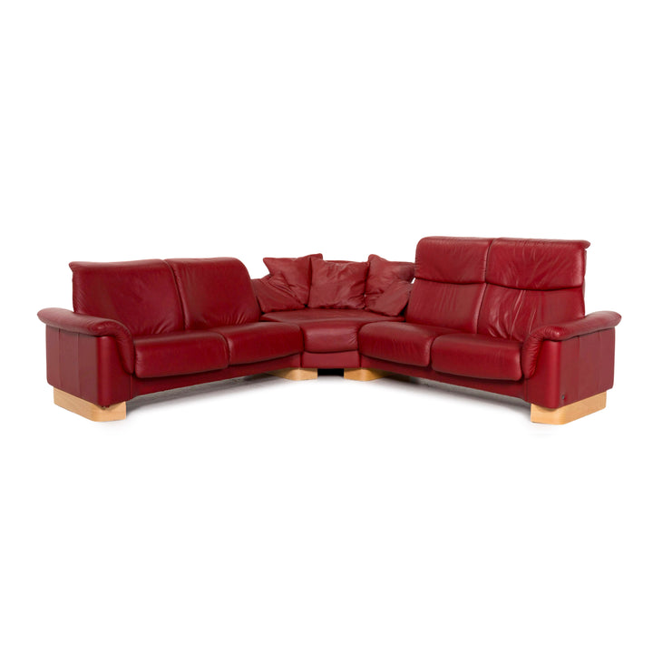 Stressless Paradise Leather Corner Sofa Red Function Relaxation Couch #13125