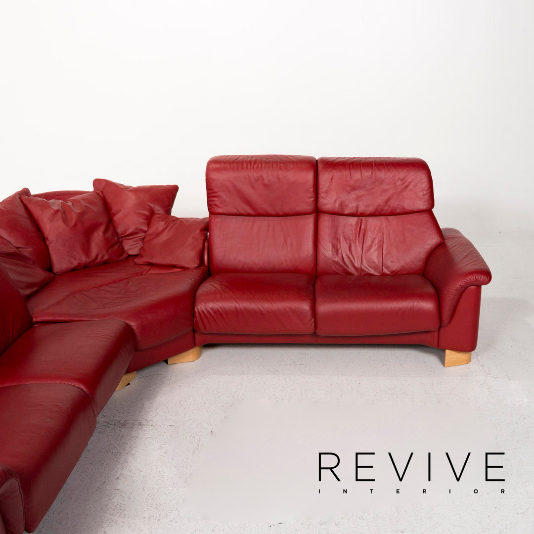 Stressless Paradise Leather Corner Sofa Red Function Relaxation Couch #13125