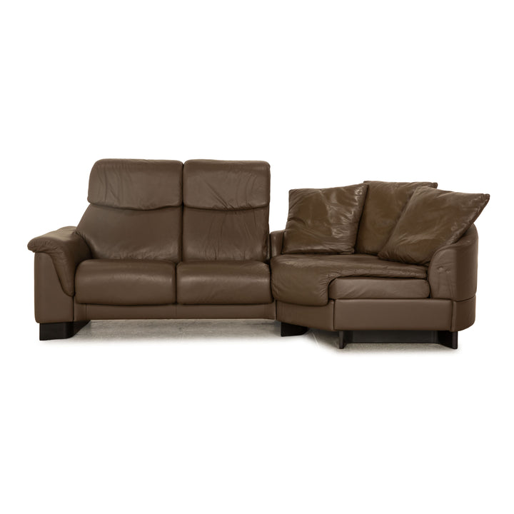 Stressless Paradise Leather Sofa Brown Taupe Three Seater