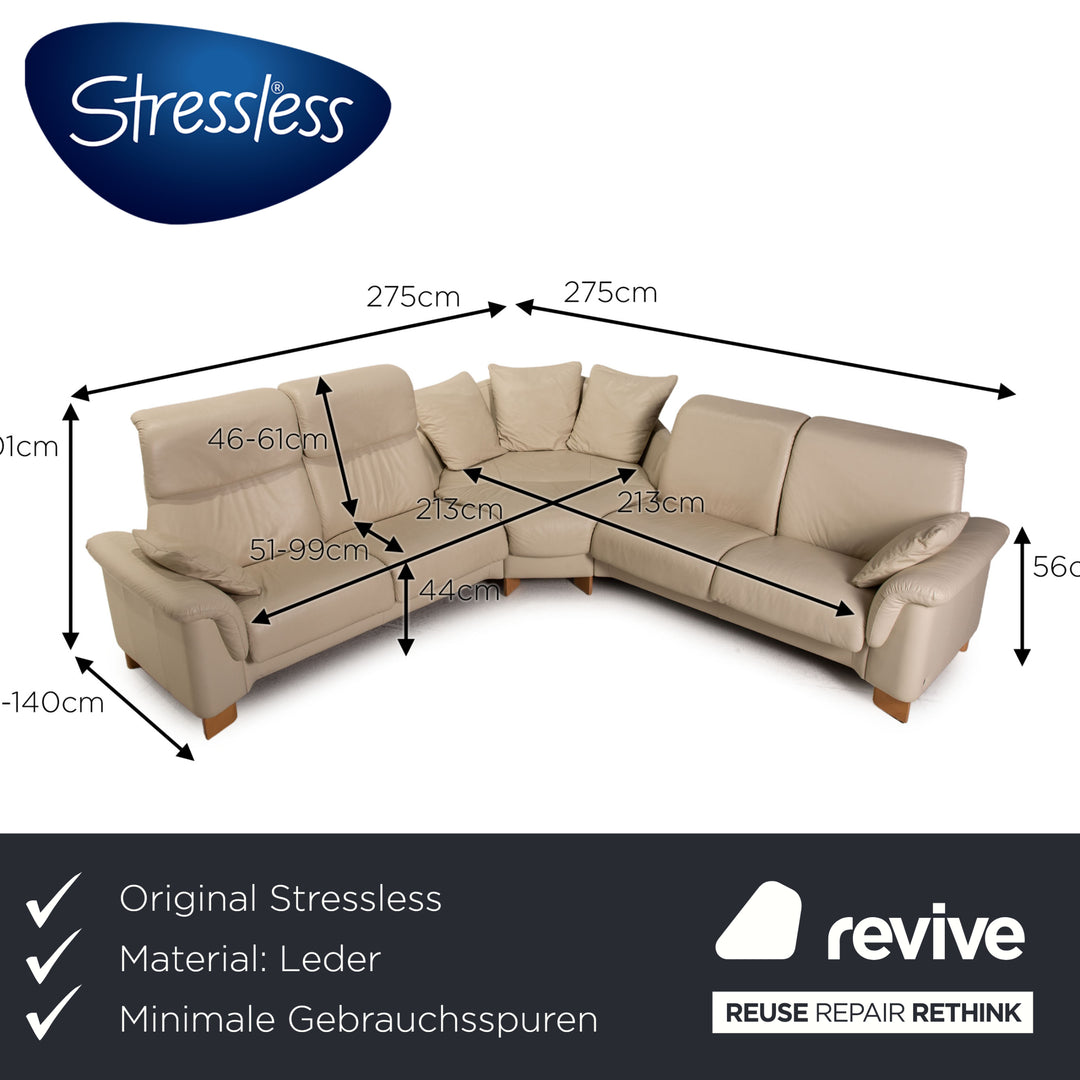 Stressless Paradise Leather Sofa Cream Corner Sofa Couch