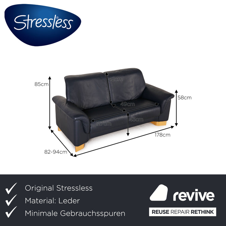 Stressless Paradise Leder Sofa Blau Dunkelblau Zweisitzer Couch Relaxfunktion