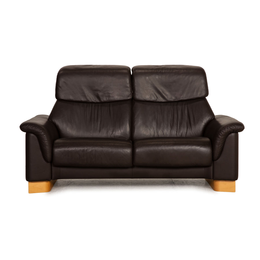 Stressless Paradise Leather Sofa Dark Brown Two Seater Couch