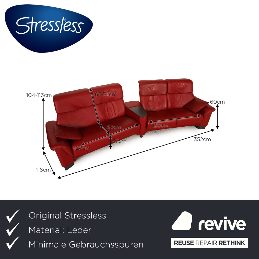 Stressless Paradise Leather Sofa Dark Red Four seater couch function