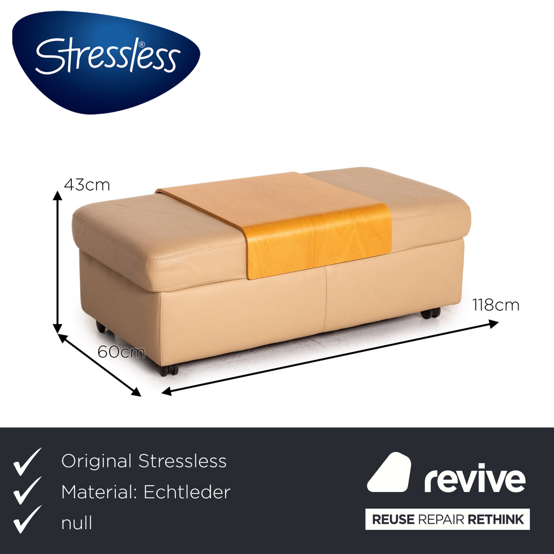 Stressless Paradise leather sofa set beige 1x three-seater 1x stool