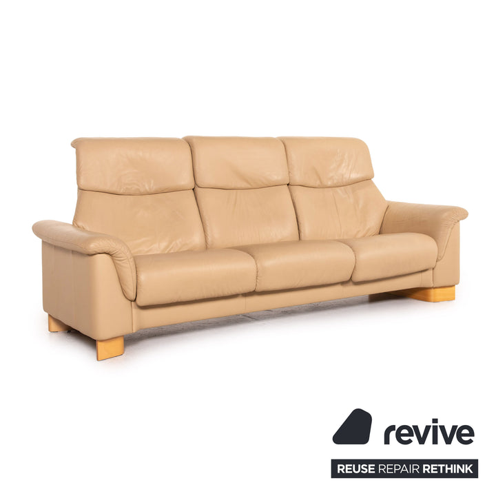 Stressless Paradise leather sofa set beige 1x three-seater 1x stool