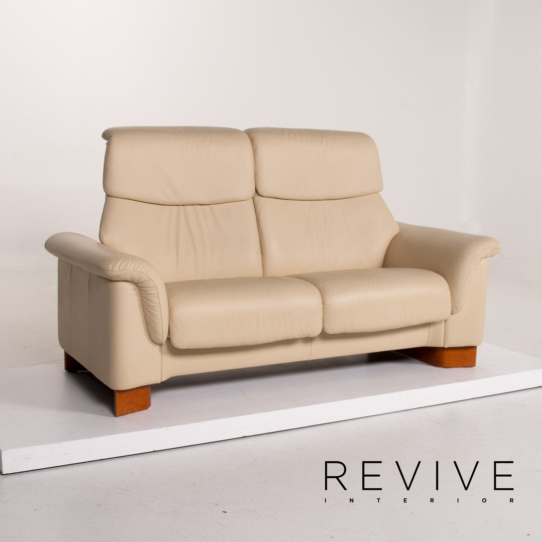 Stressless Paradise Leder Sofa Garnitur Creme Dreisitzer Zweisitzer Relaxfunktion #14726
