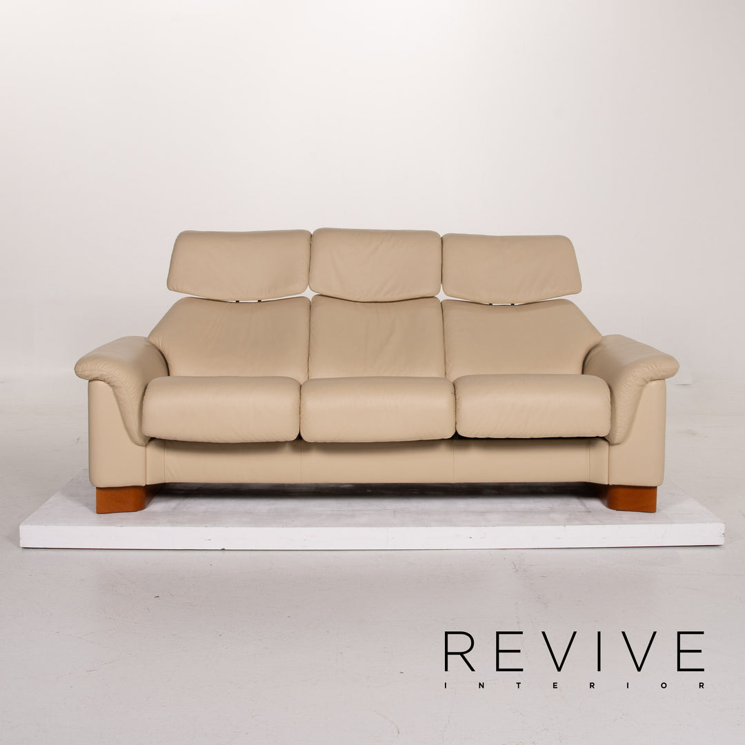 Stressless Paradise Leder Sofa Garnitur Creme Dreisitzer Zweisitzer Relaxfunktion #14726
