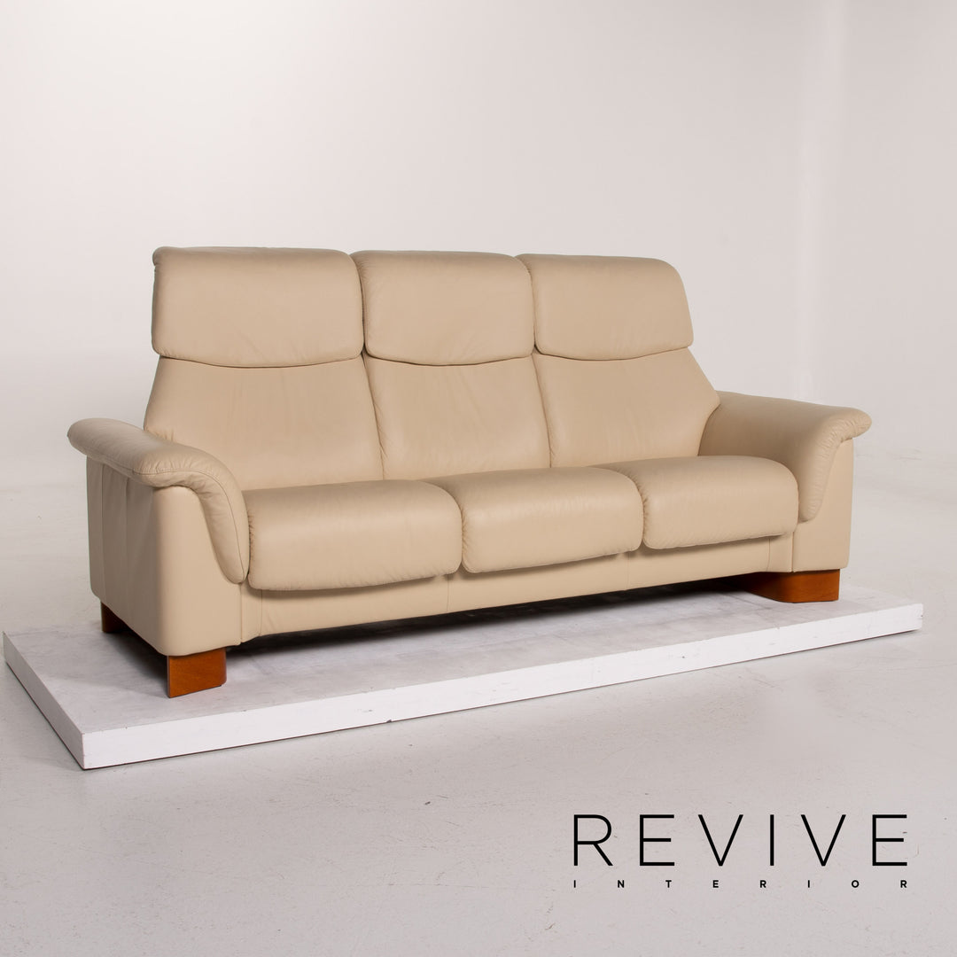 Stressless Paradise Leder Sofa Garnitur Creme Dreisitzer Zweisitzer Relaxfunktion #14726