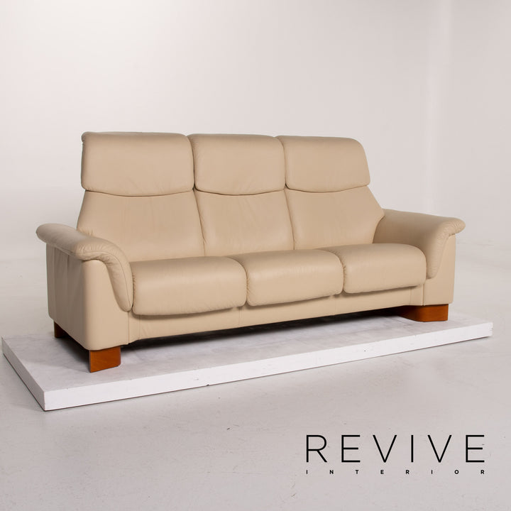 Stressless Paradise Leder Sofa Garnitur Creme Dreisitzer Zweisitzer Relaxfunktion #14726