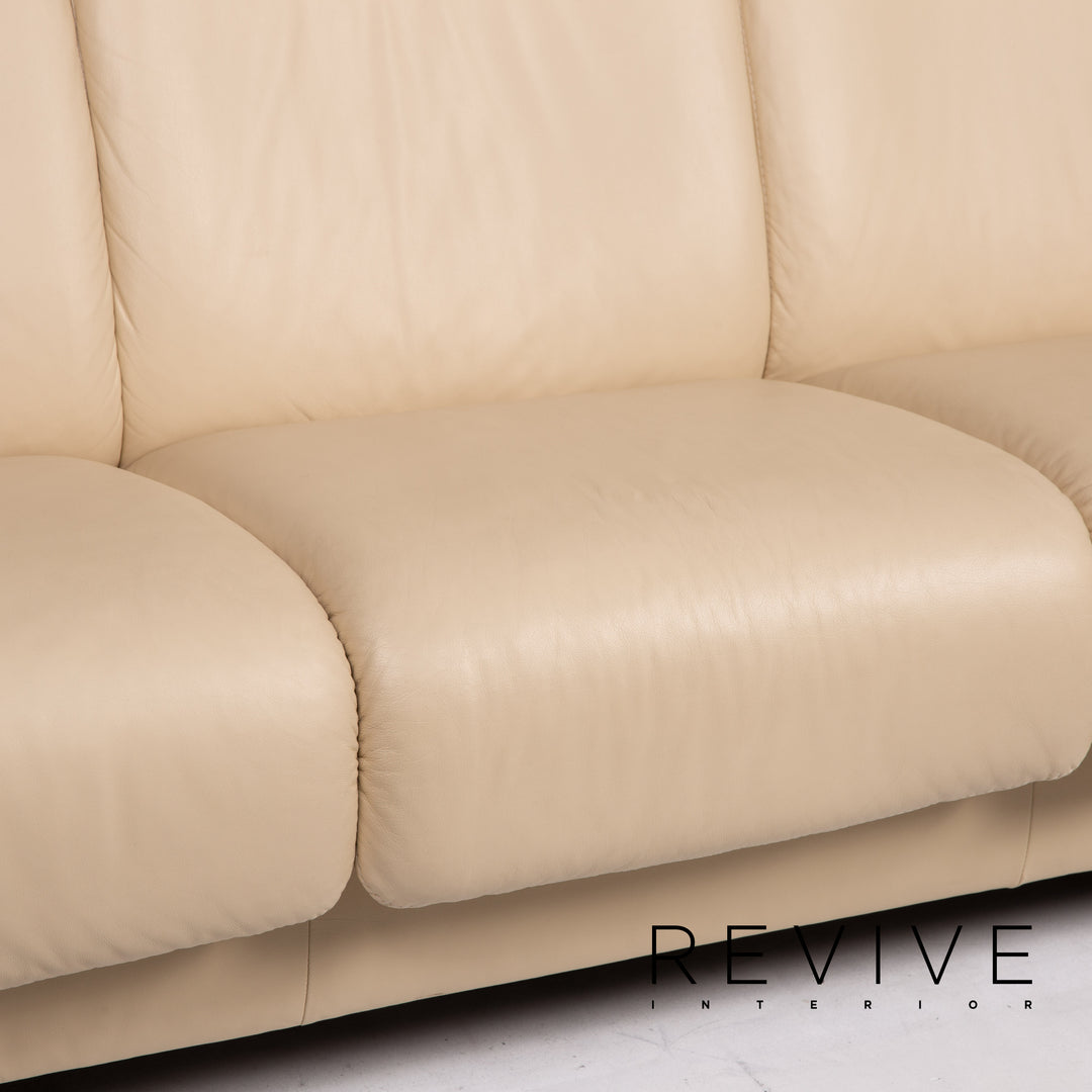 Stressless Paradise Leder Sofa Garnitur Creme Dreisitzer Zweisitzer Relaxfunktion #14726