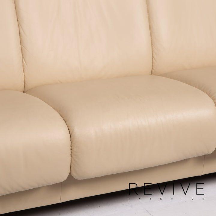 Stressless Paradise Leder Sofa Garnitur Creme Dreisitzer Zweisitzer Relaxfunktion #14726