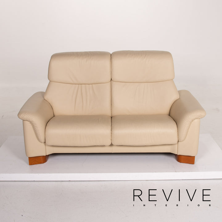 Stressless Paradise Leder Sofa Garnitur Creme Dreisitzer Zweisitzer Relaxfunktion #14726