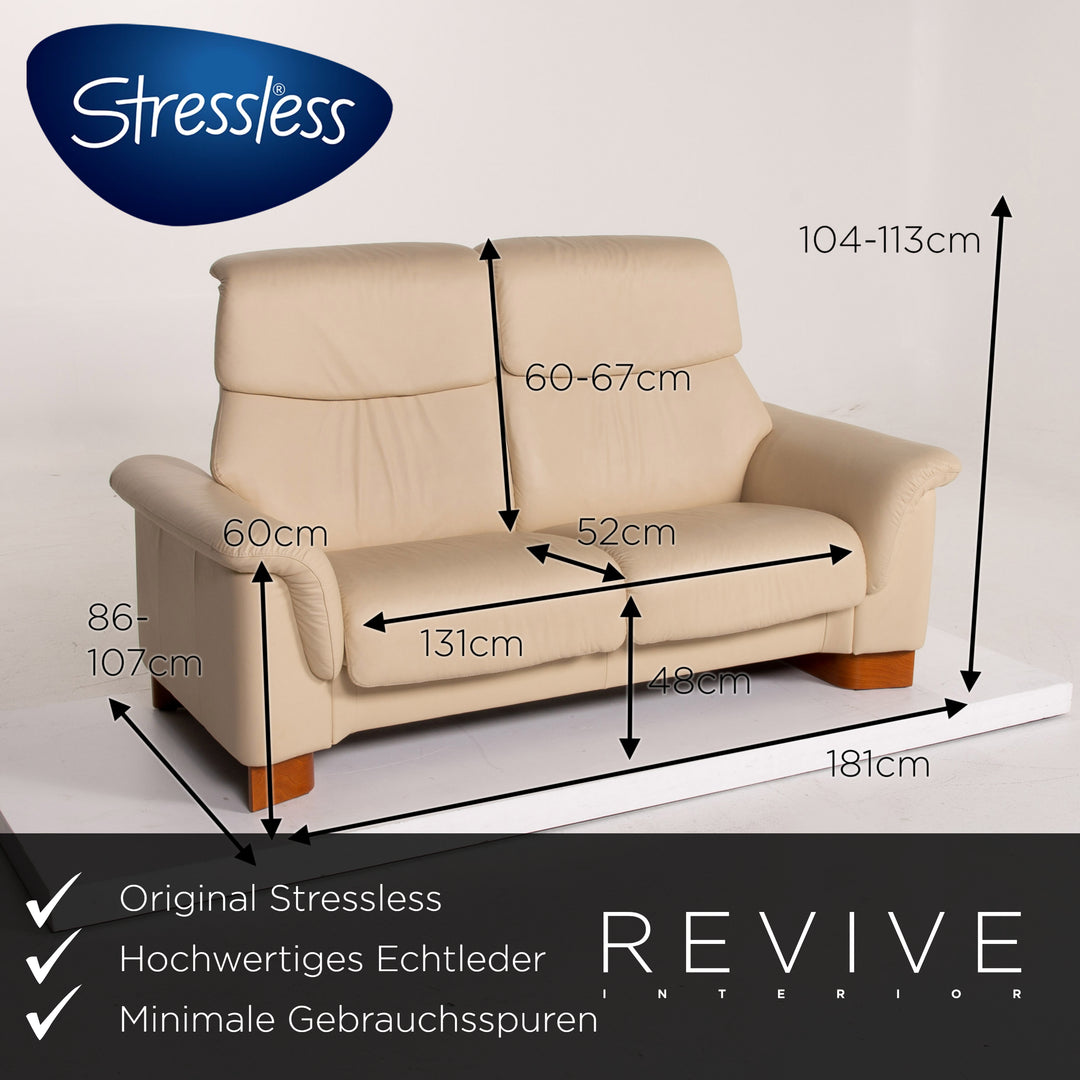 Stressless Paradise Leder Sofa Garnitur Creme Dreisitzer Zweisitzer Relaxfunktion #14726