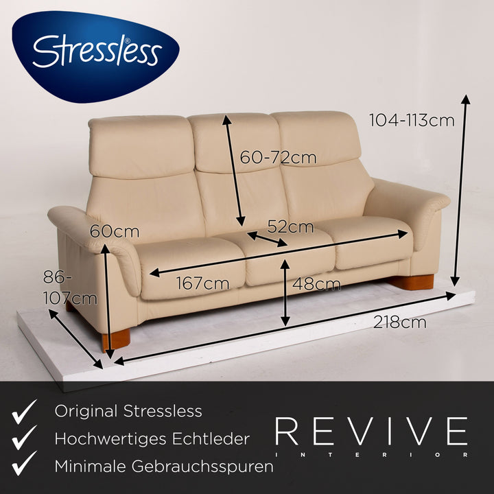 Stressless Paradise Leder Sofa Garnitur Creme Dreisitzer Zweisitzer Relaxfunktion #14726